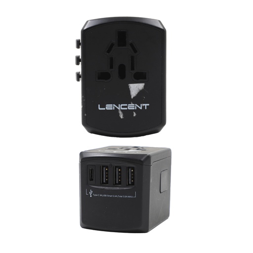 LENCENT Universal Travel Adaptor  Charger Plug, 3 USB Ports and 1 Type C International Wall Adapter