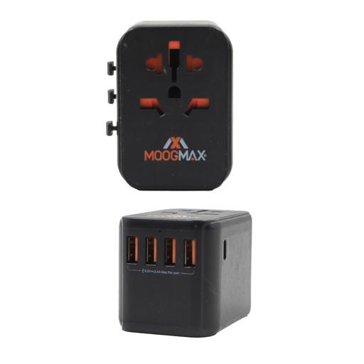 Moogmax travel adapter mx1 4Usb + 1 Type C