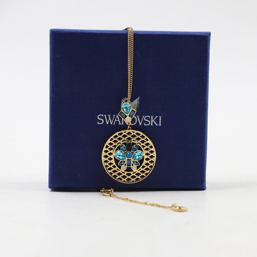 Swarobski Plated Cyan Pendant Necklace