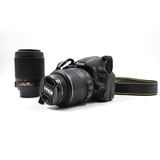 Camera Nikon D3100 + Nikon DX AF-S Nikkor 18 - 55 mm,+ AF-s nIKKOR 55-200 MM 1:4-5.6G ** Battery Lock broken and No Charger No Batter**