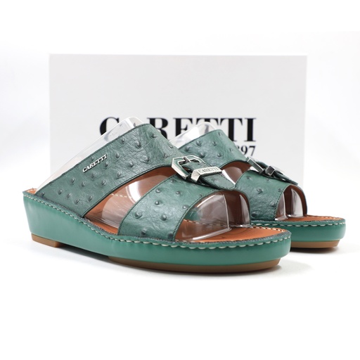 Caretti Florida 1497 Lenned Imit . Ostrich Green Square Buckle 1580 Nikel Color Green   Size - 10