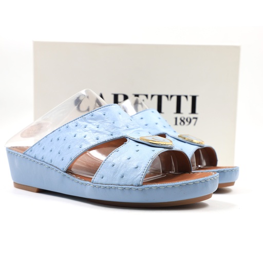 Caretti  Florida lux 6892 Memory  Original Ostrich Aictic Gold 3784 Sandal  Color Blue  Size - 7