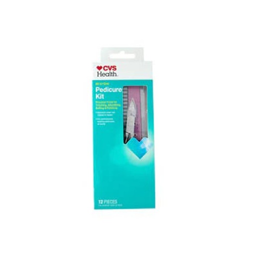 CVS Health Pedicute Kit, 12 Pieces Precision Tool For Trimming, Smoothing , Buffing & Polishing, Stainless Steel Nail Clipper& Nipper