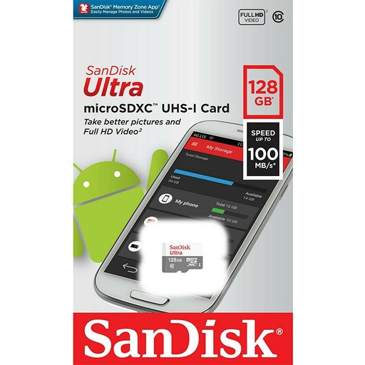 SanDisk Ultra microSDXC 128GB Speed Up To  100mb/s