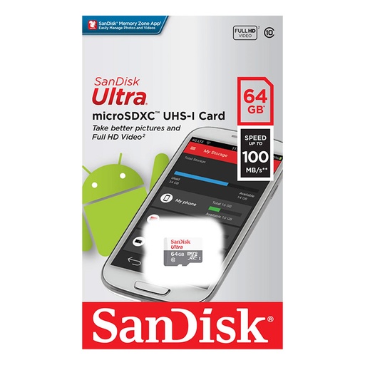 SanDisk Ultra microSDXC uhs-i card 64gb Speed Up To 100 mb/s
