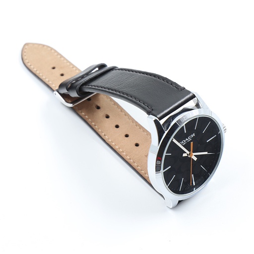 COACH QUARTZ ANALOG LEATHER BLK SS #11ABE EXCELLENT WRISTWATCH F/S JAPAN