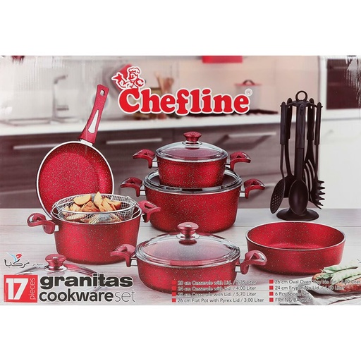 Chefline 17PCs Granitas Cookware Set