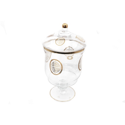 Vintage West Virginia Clear Glass Gold Detail Apothecary  Candy Jar