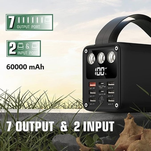 60000 mAh Power Bank & Light