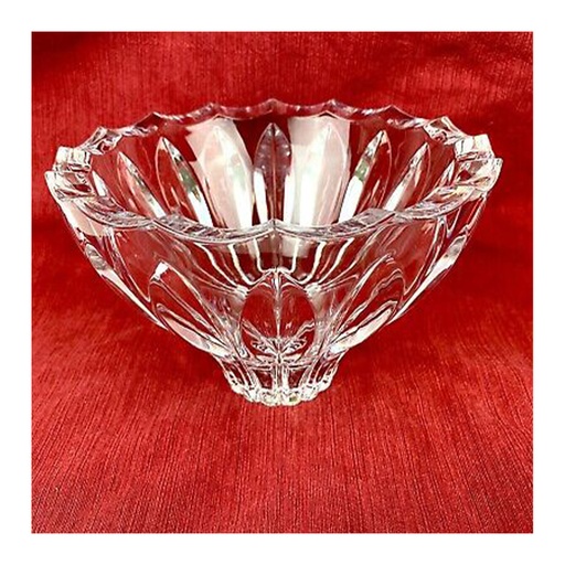 Rogaska Lead Crystal Flower Candy Dish Art Glass Scalloped Bowl