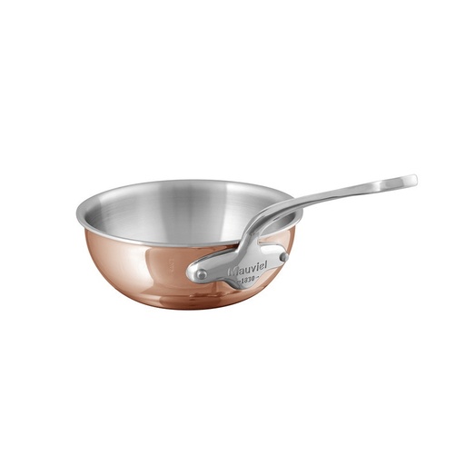 Mauviel M'Heritage 150 S Copper Curved Splayed Saute Pan with Cast Stainless Steel Handle 20cm