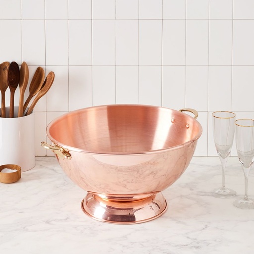 Mauviel M'30 Copper  Bowl with Brass Handles 15.7-inches