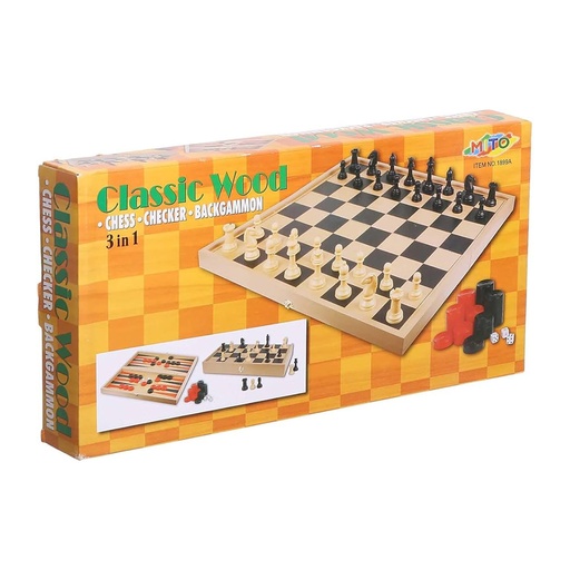 Classic Wood Chess Board 3 in 1 - 1899A