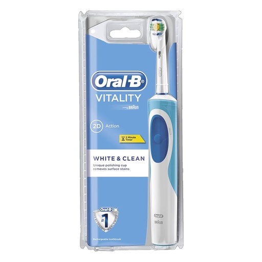 Oral-B Vitality White & Clean Electric Rechargeable Toothbrush Power by Braun Assorted Color