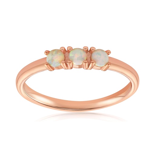 Blush & Bar Three Stone Simple Dots White Fire Opal Ring - Gold Ring * Material Metal*