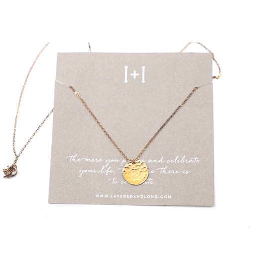 Personalized Initial Disk Necklace, Bold Hammered Pendant
