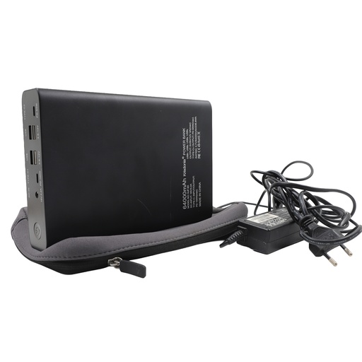 Krisdonia Massive Power Bank 64000 mAh Model: NJF-9X, DC-Input 19V/3.2A, Type-c1 Input/Output PD100W,   USB1.2.3.4 Output: 5v/9V/12V 3A