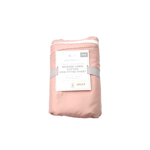 Pottery Barn Baby Finley Chevron Washed Linen Cotton Crib Fitted Sheet
