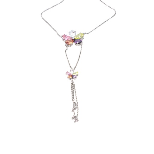 Silver Butterfly And Flower Pendant