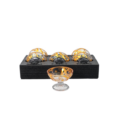 Printed 6 Piece Glass Ice Cream Cup Set