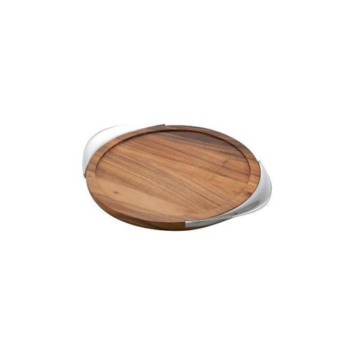 Nambe MT0036  Metal/Wood Tilt Bar Tray: 17 ''  Dia AlloyWood