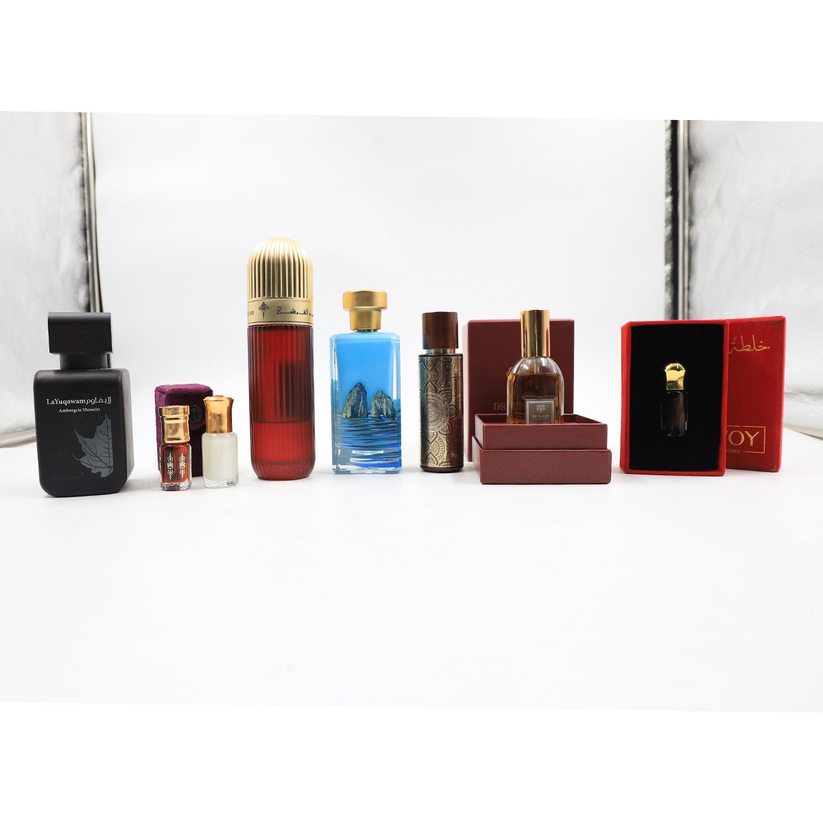 Auction For Mix Used Fragrance Aljazeera Capri Art Collection Eau De parfum + Ibrahim Al Qurashi + Abd Samed Alqurashi + Khaltat al Aziz +La Yuqawam + DR Vranjes