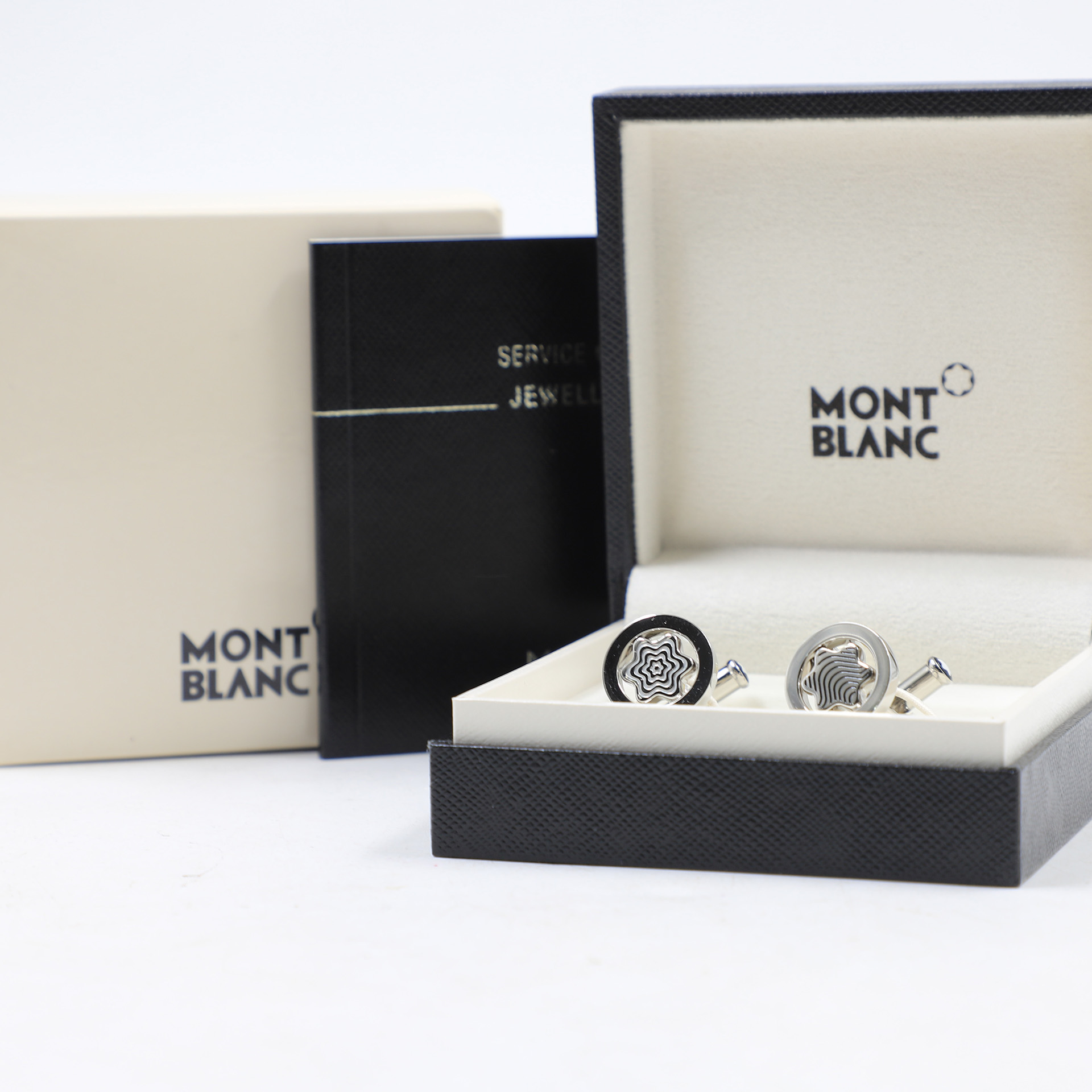 Auction For MontBlanc Mens Jewellery Contemporary Collection Cuff Links, Heritage, Swlvel Steel, MB Emblem Blk Lacqu 109992