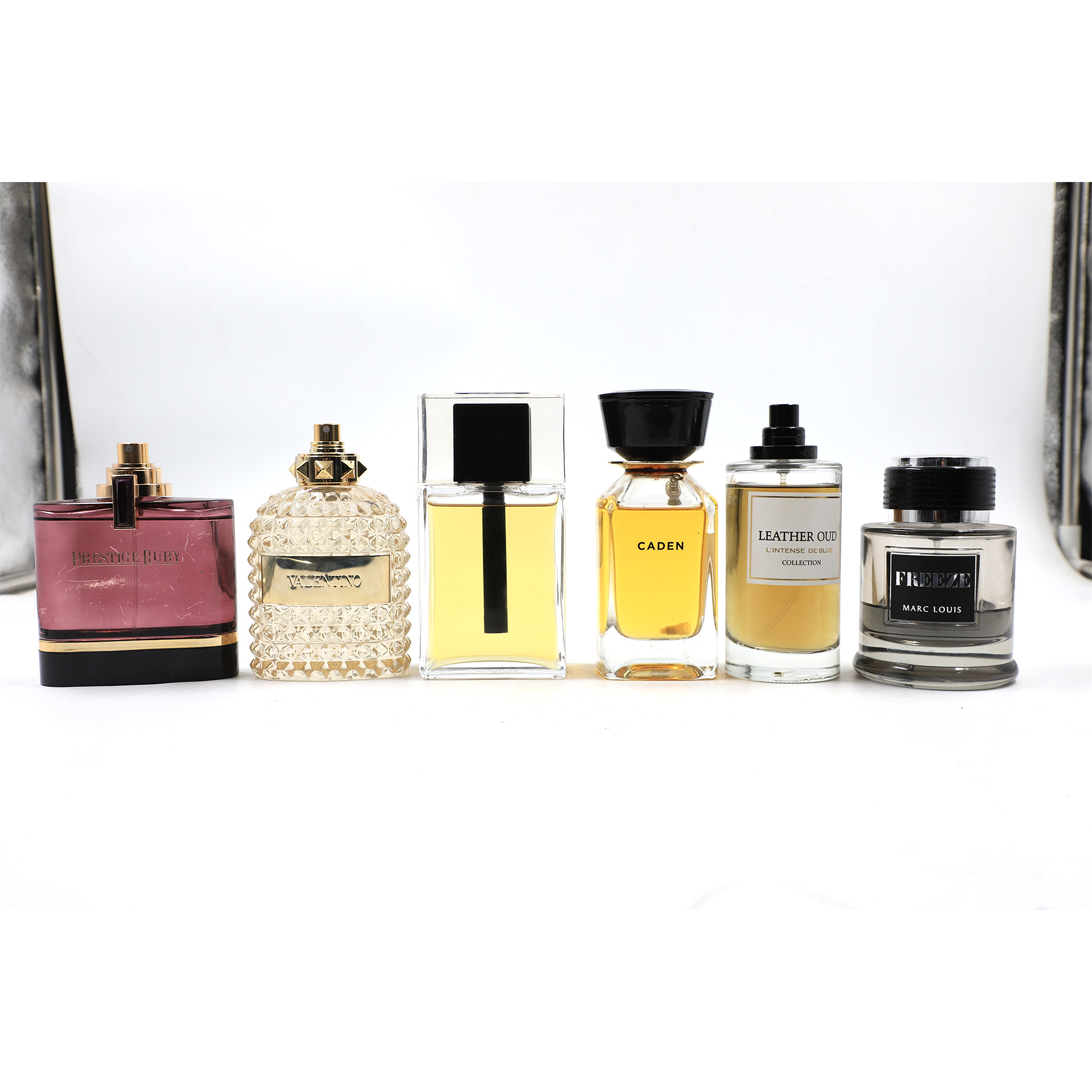 Auction For 2026 Set Of Mixed 6 Used Luxury Perfumes Nozzels, Caden Dior Freezy prestige Valentino