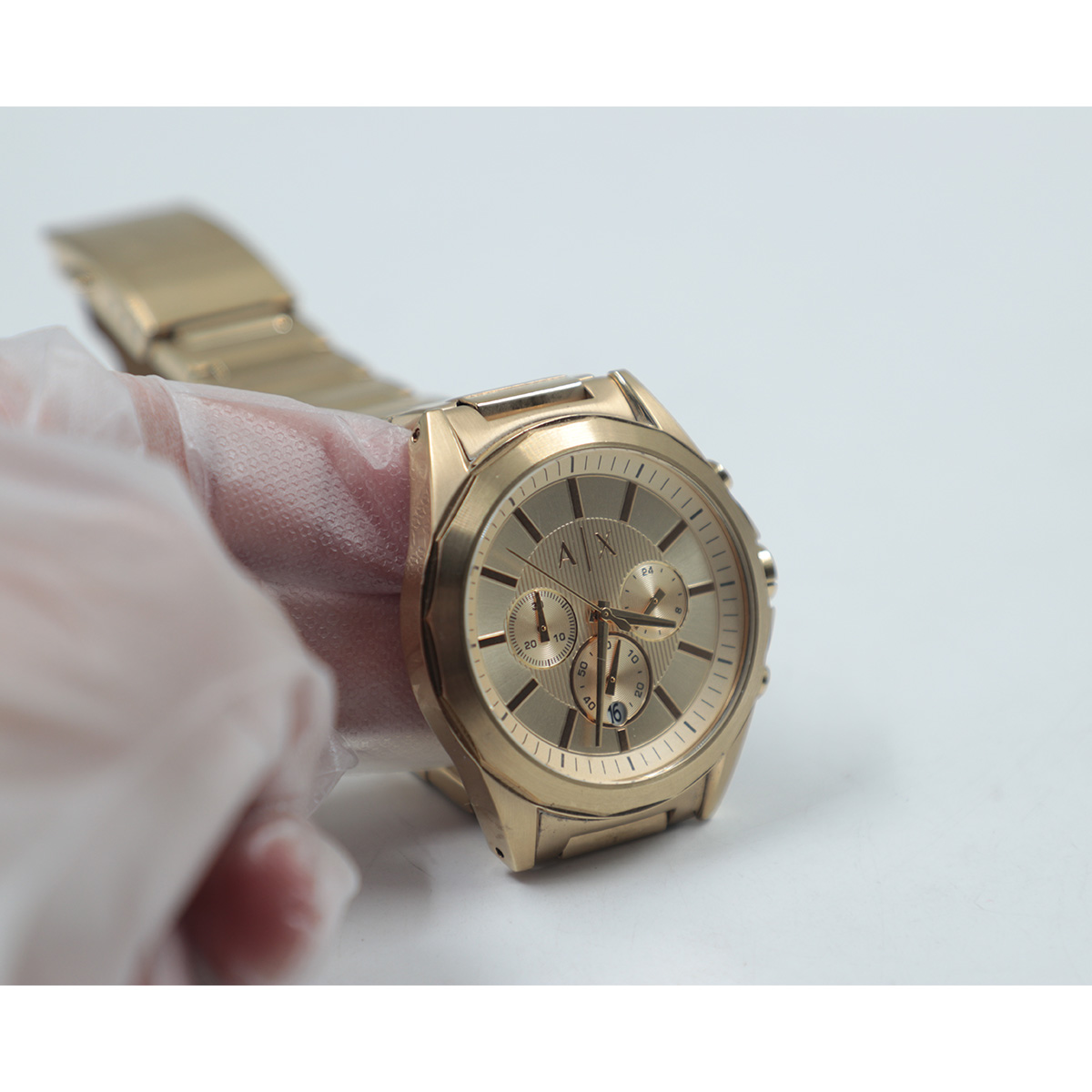 Auction For Armani Exchange  A|X Armani Exchange Chronograph Gold-Tone Stainless Steel Watch AX2602