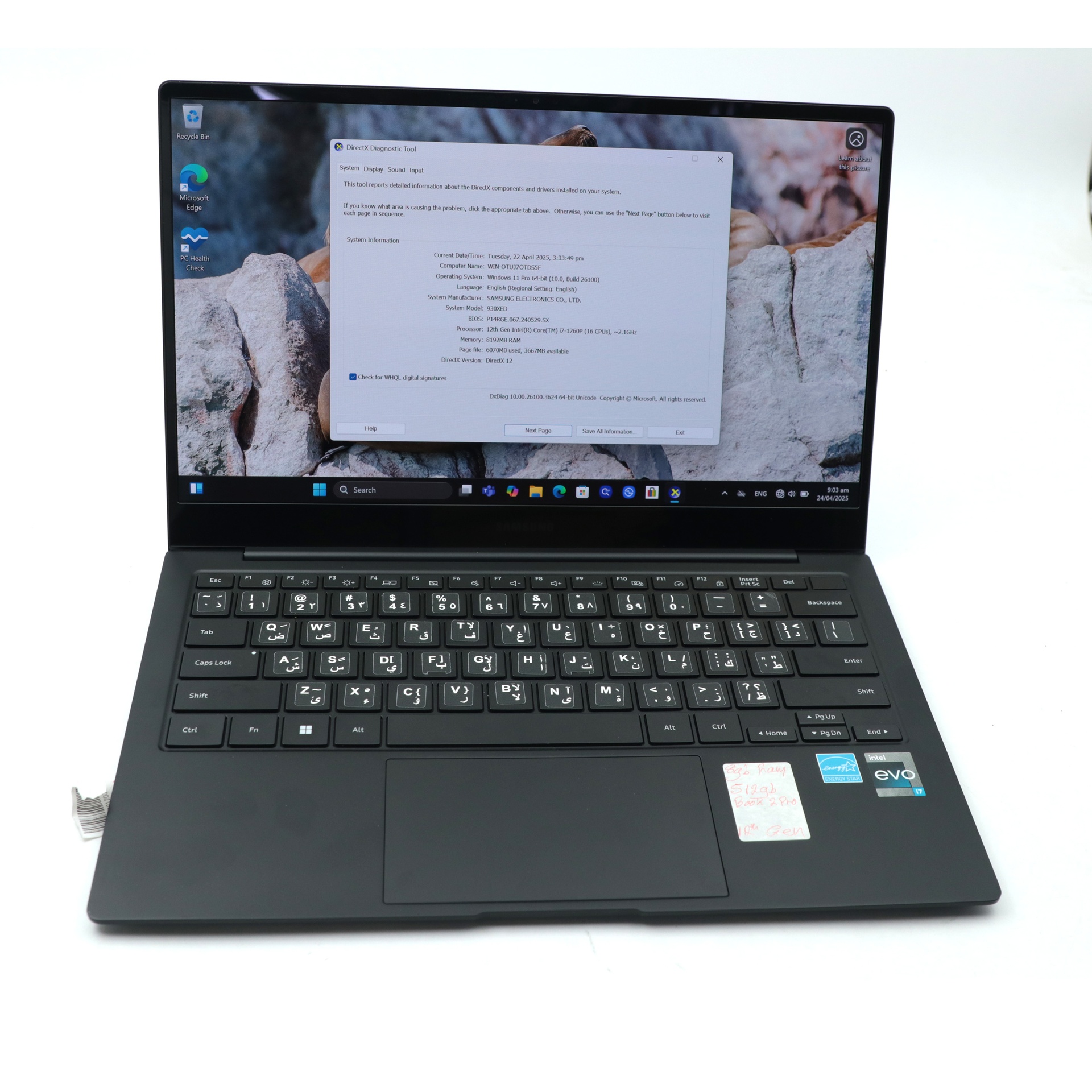 Auction For Samsung 8gb Ram 512 gb Book 2 Pro i7 12Gen Arabic/English 1920x 1080 60 hz Extra Slim And Powerful For Businessman