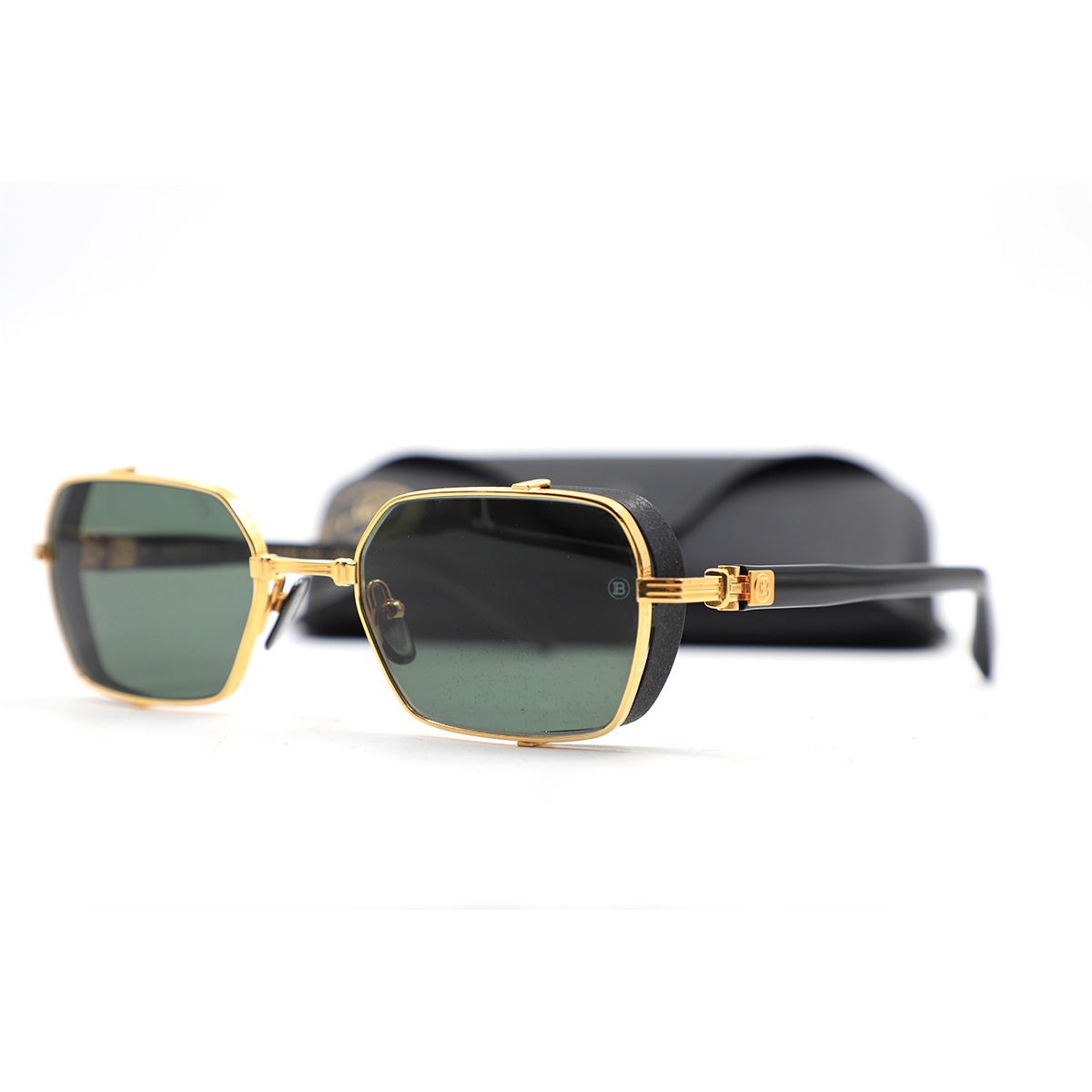 Auction For Balmain Brigade III BPS-117A-52 Gold Black Cat 3 Made In Japan Lens Width:52, Bridge:21 140