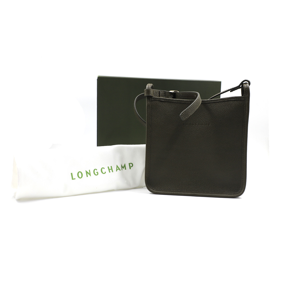 Auction For LongChamp Le Foulonné Crossbody Brown Black Leather